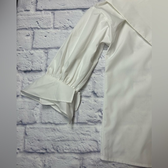 J.ING White Button-Up Off-Shoulder Blouse. Size Medium. - Picture 2 of 8